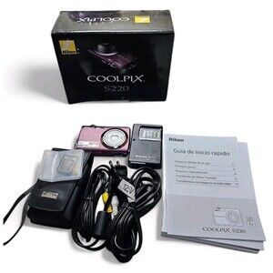 Nikon Coolpix S220 Digital Camera 10MP Point And Shoot 3x Zoom 2.5 in LCD Screen